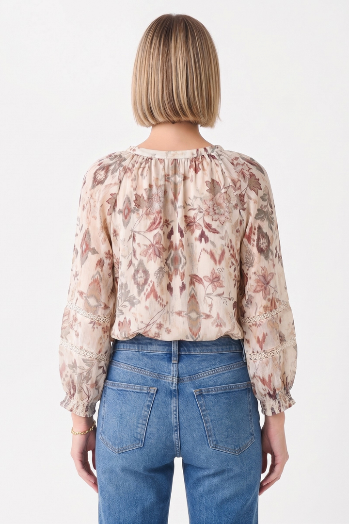 Lace Trim Peasant Blouse