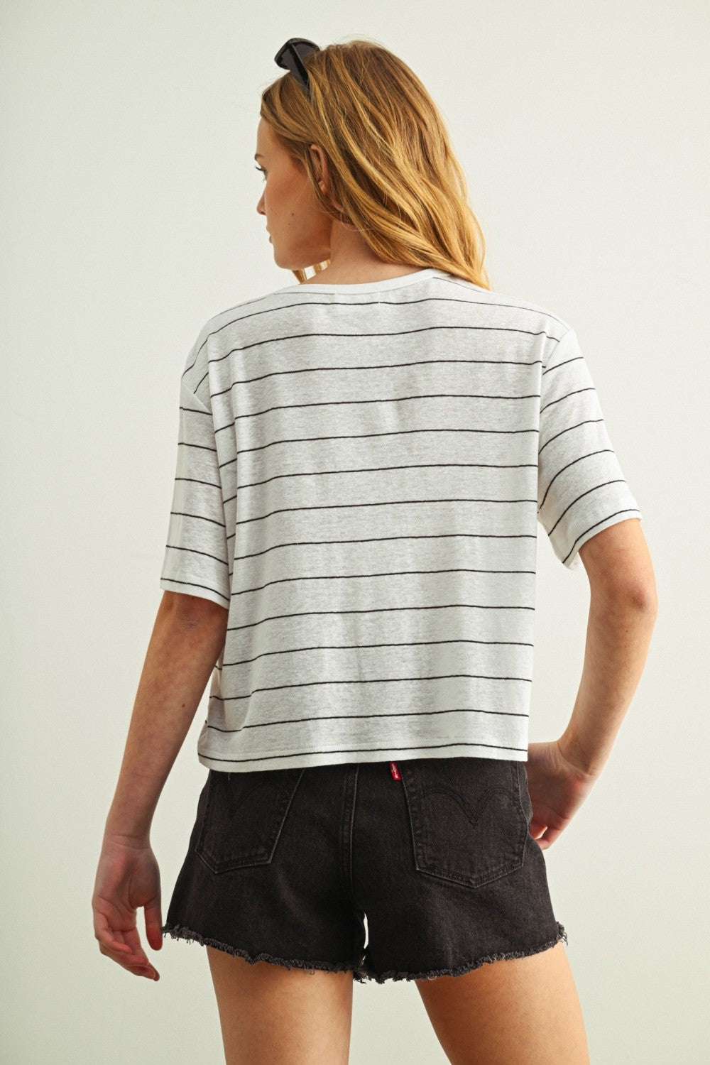 Stripe Cotton Linen Tee