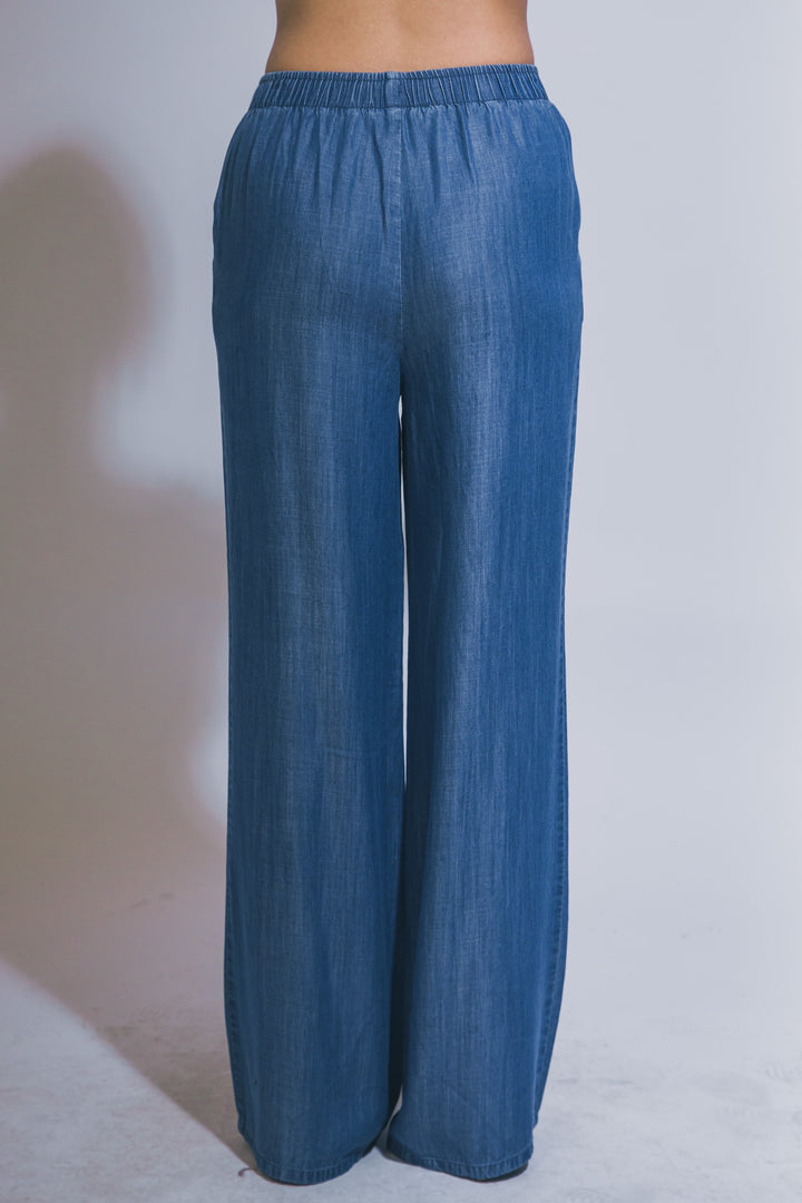 Wide Leg Chambray Pant