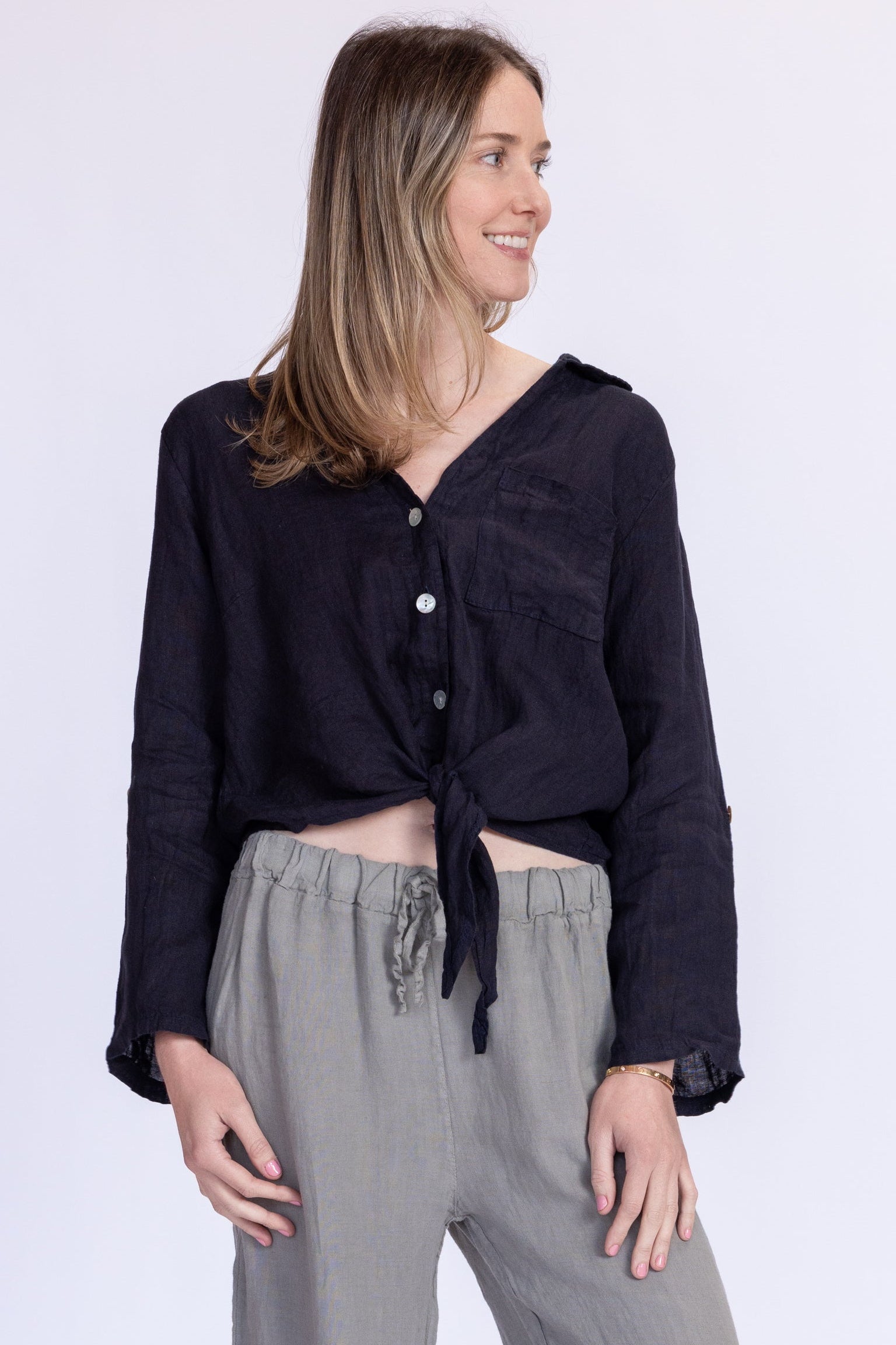 Florence Linen Tie Top – Nati Boutique