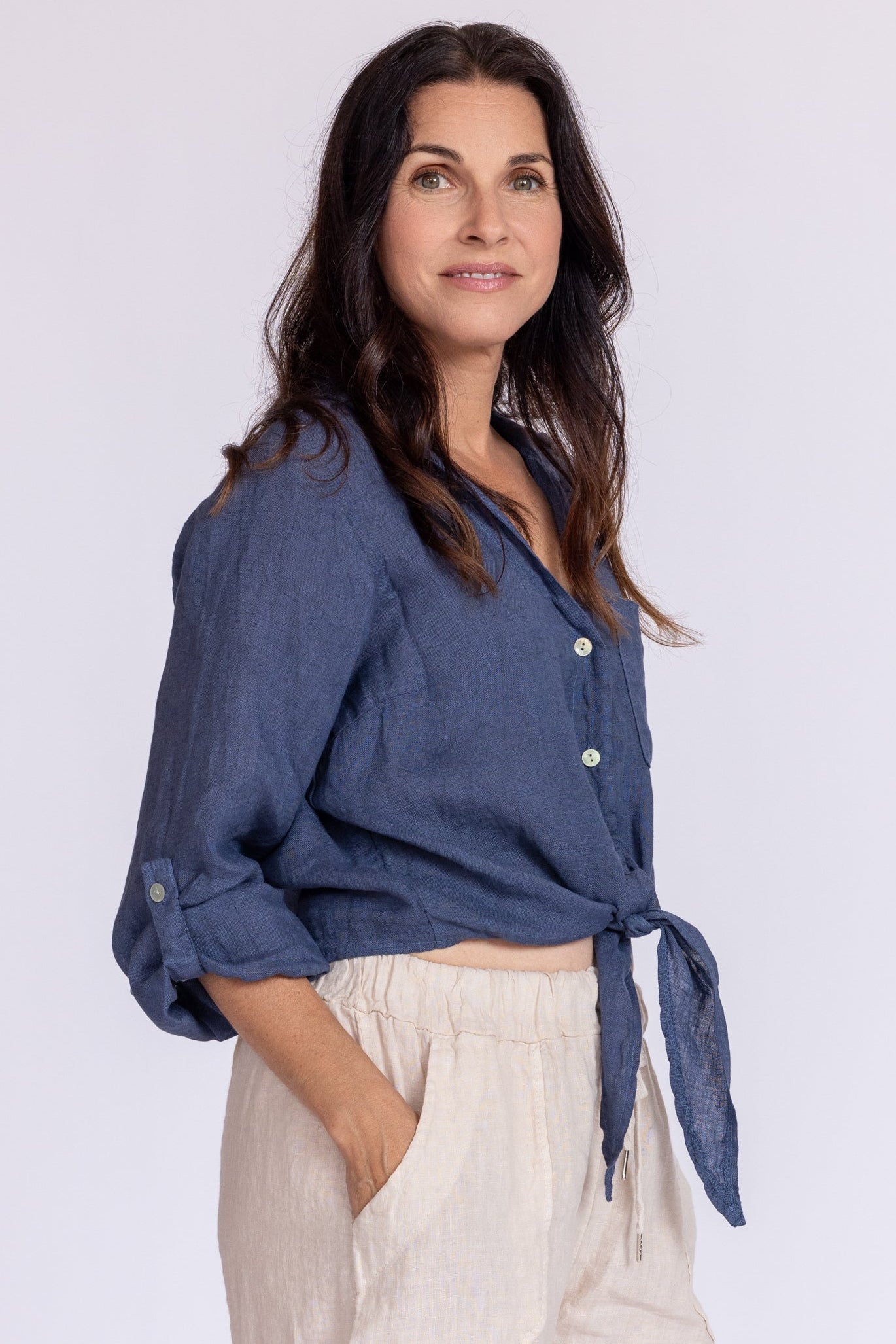 Florence Linen Tie Top – Nati Boutique Florence Linen Tie Top – Nati Boutique