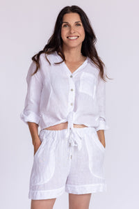 Florence Linen Tie Top