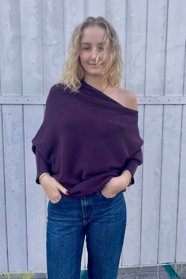 Cassie Asymmetrical Drape Sweater