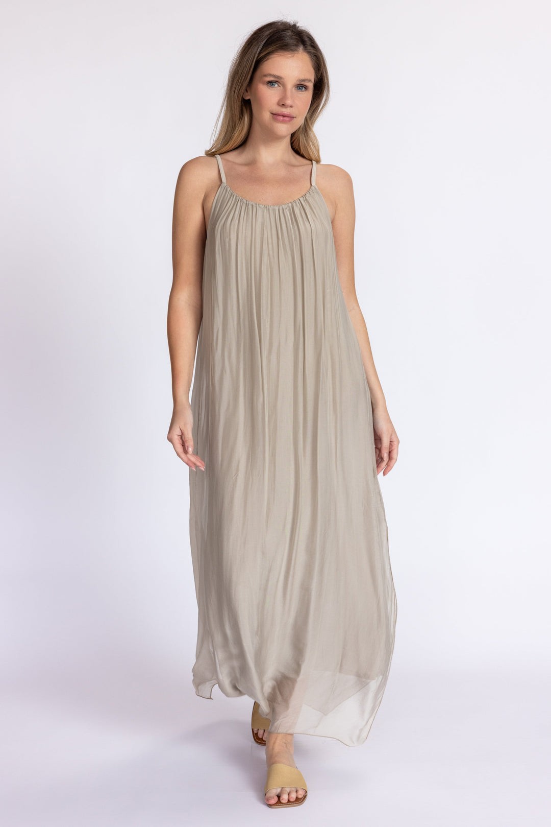 Italia Silk Dress Light Taupe Italia Silk Dress Light Taupe
