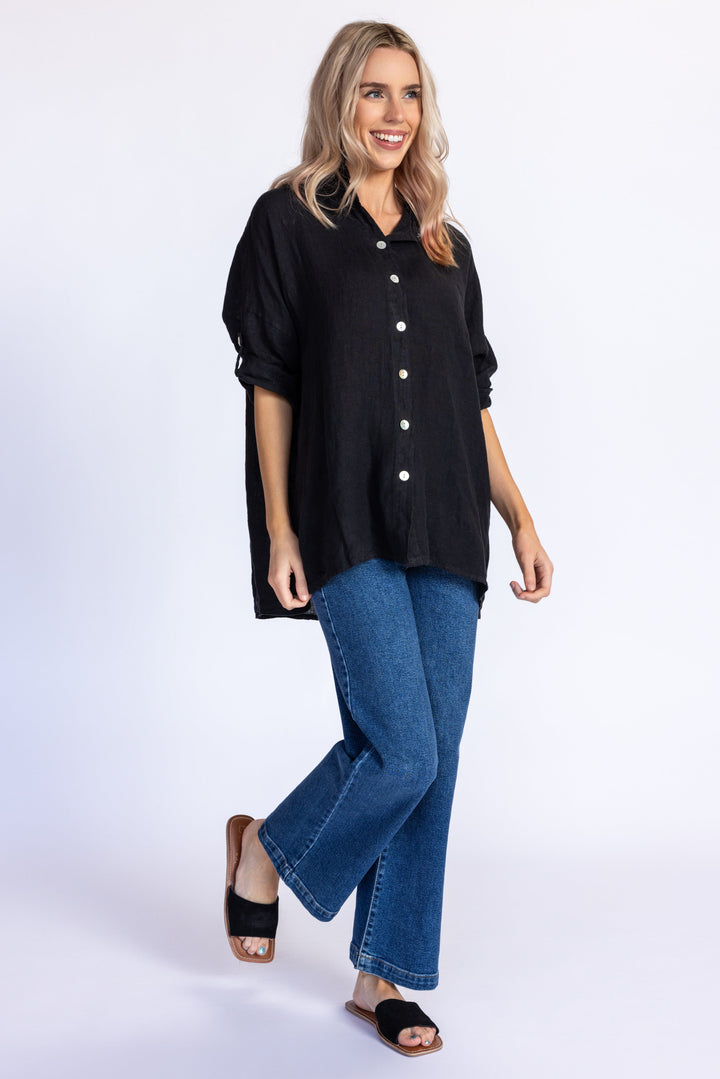Keyhole Linen Shirt