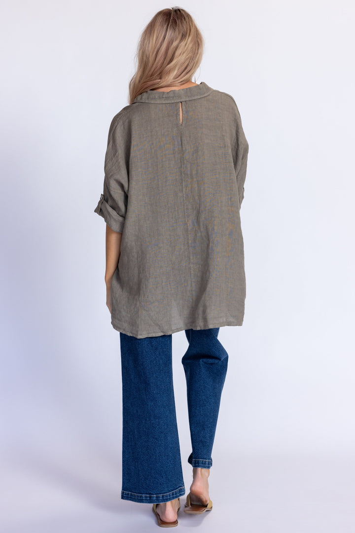 Keyhole Linen Shirt