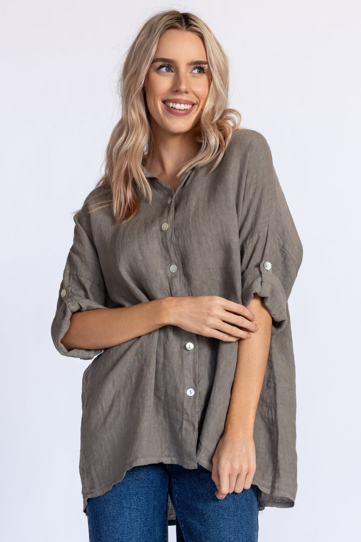Keyhole Linen Shirt