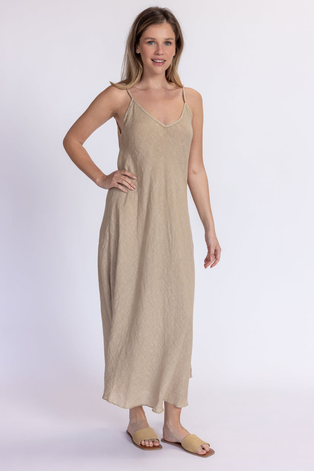 Linen Slip Dress Beige / Xs Linen Slip Dress Beige / Xs
