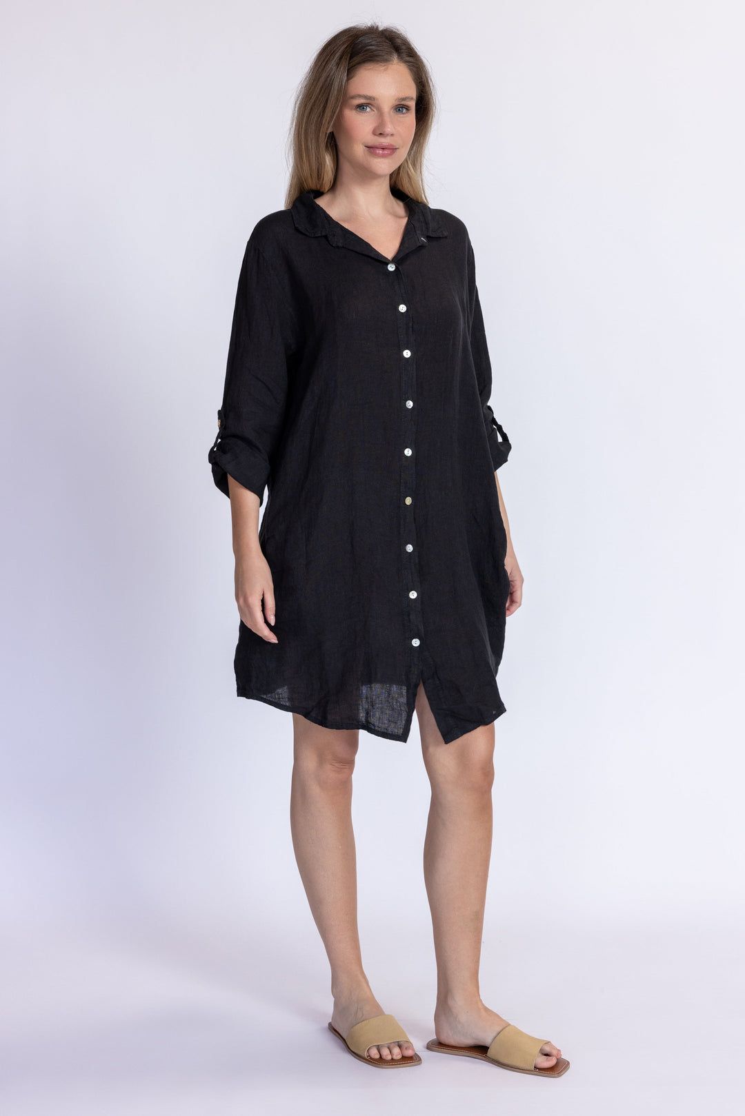 Linen Tunic Dress Black Linen Tunic Dress Black