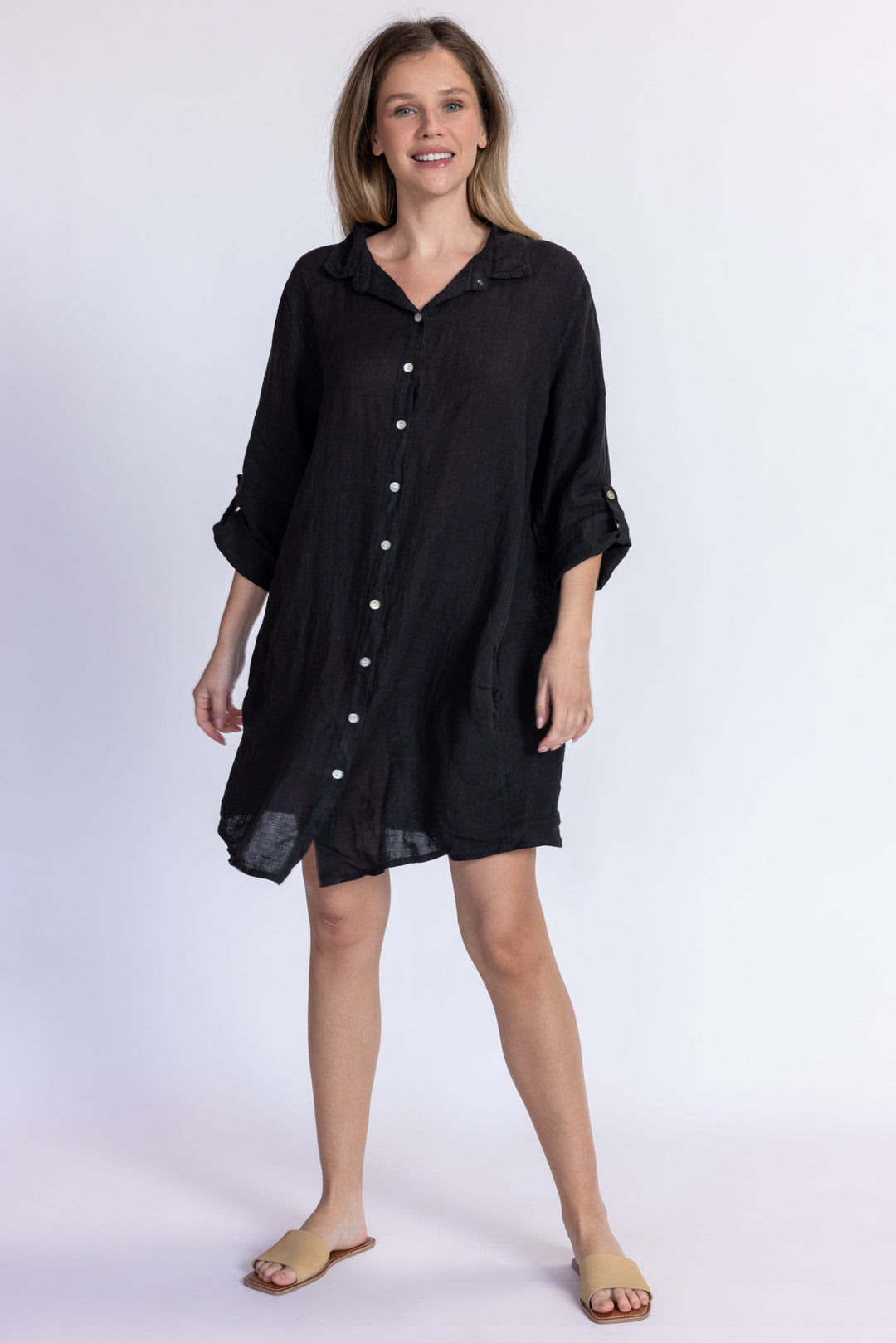Linen Tunic Dress Black Linen Tunic Dress Black