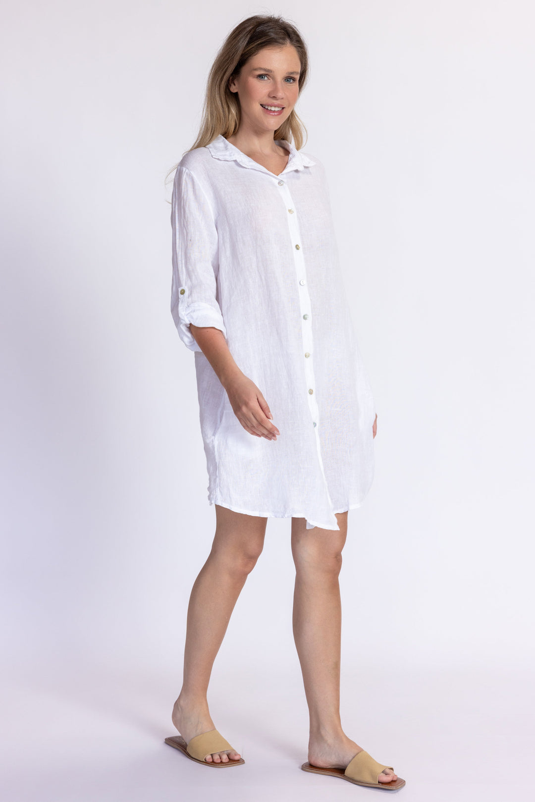 white tunic dress Chiffon Caftan Top / Caftan Tunic and would look FAB with high heels Linen Tunic Dress White