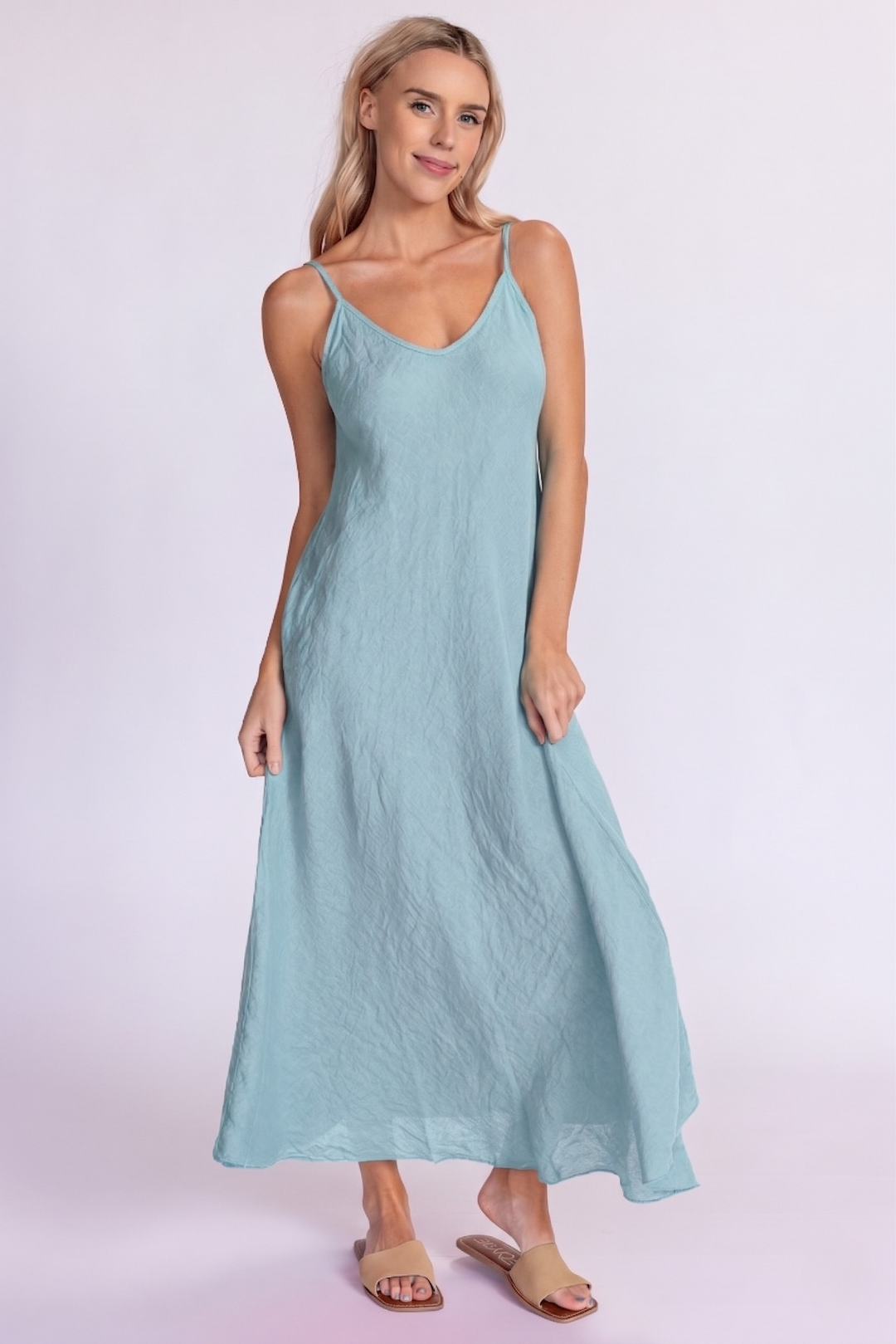 Linen Slip Dress Blue Zuccero / XS Linen Slip Dress Blue Zuccero / XS