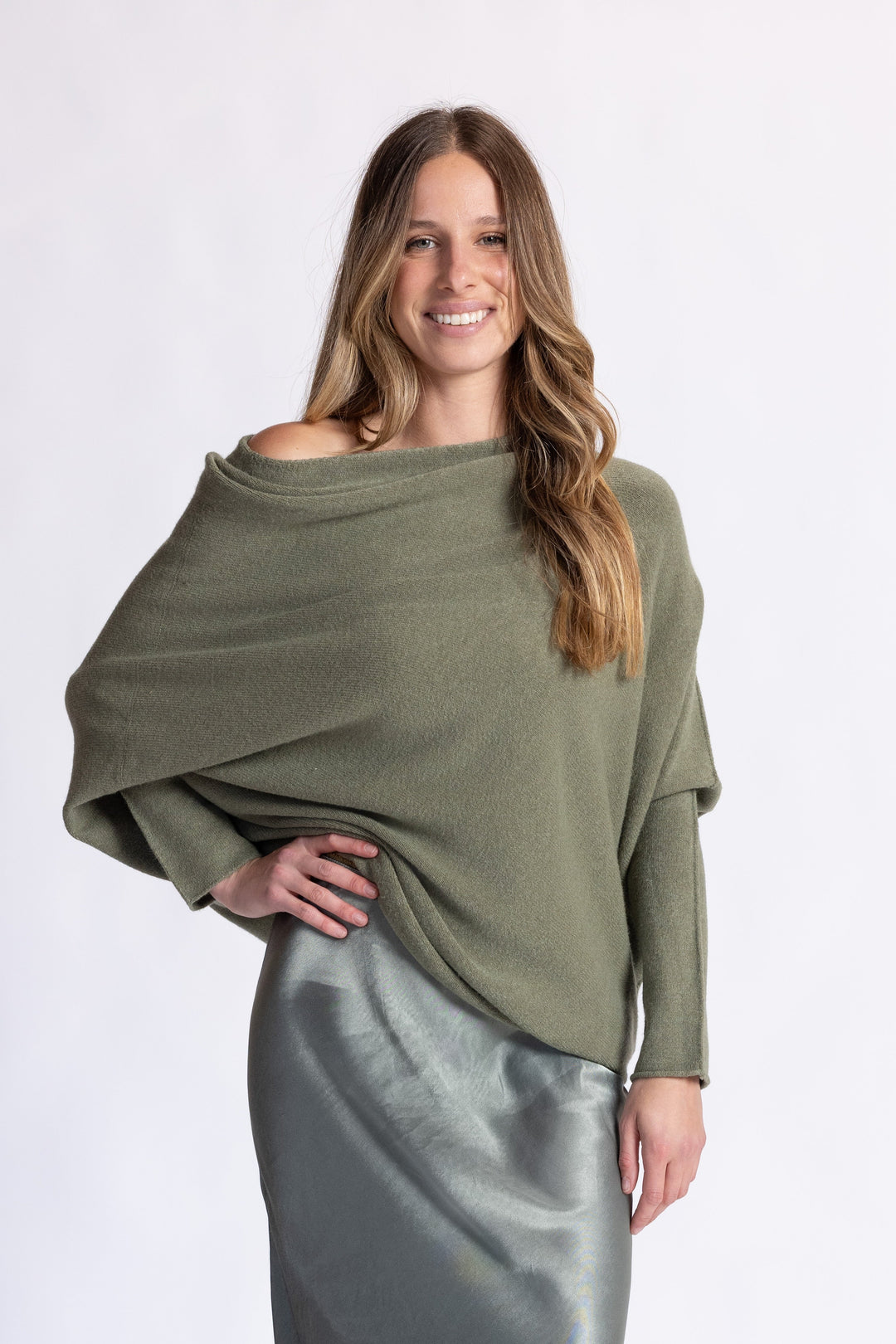 Cassie Asymmetrical Drape Sweater