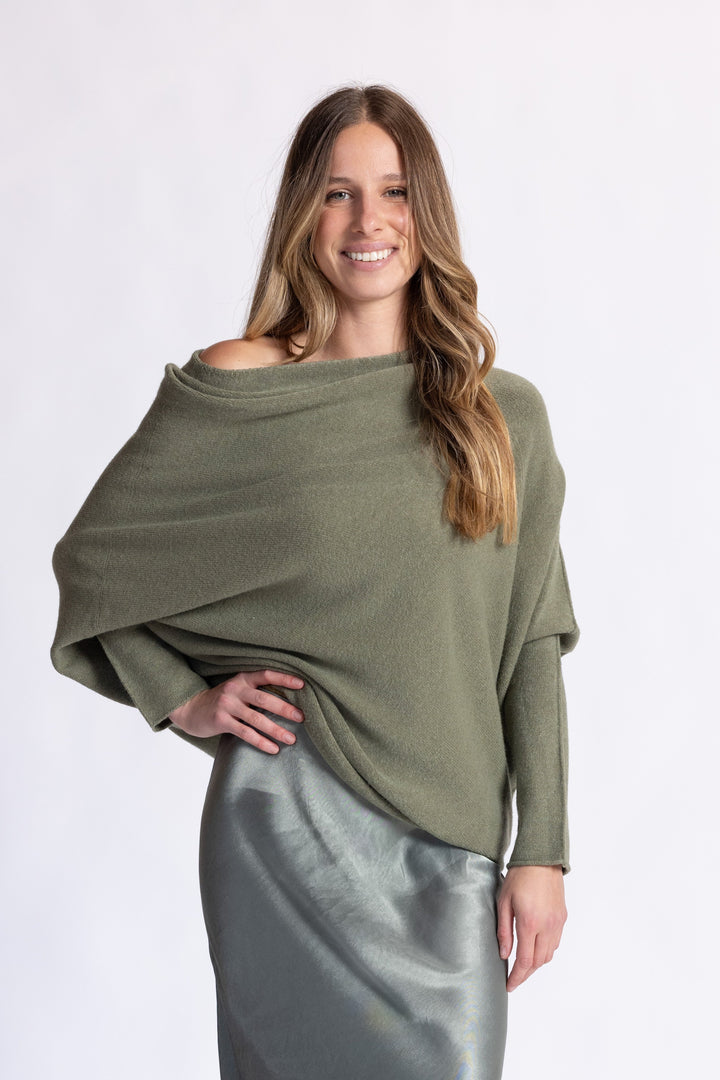 Cassie Asymmetrical Drape Sweater