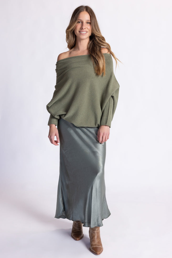 Cassie Asymmetrical Drape Sweater