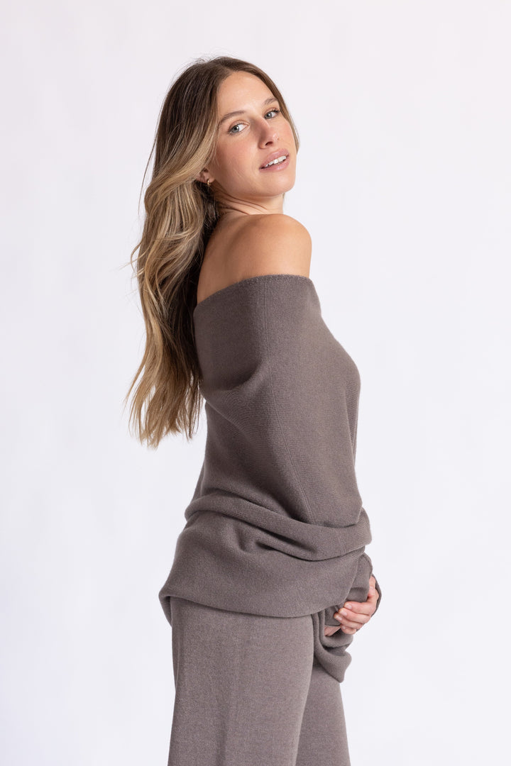 Cassie Asymmetrical Drape Sweater