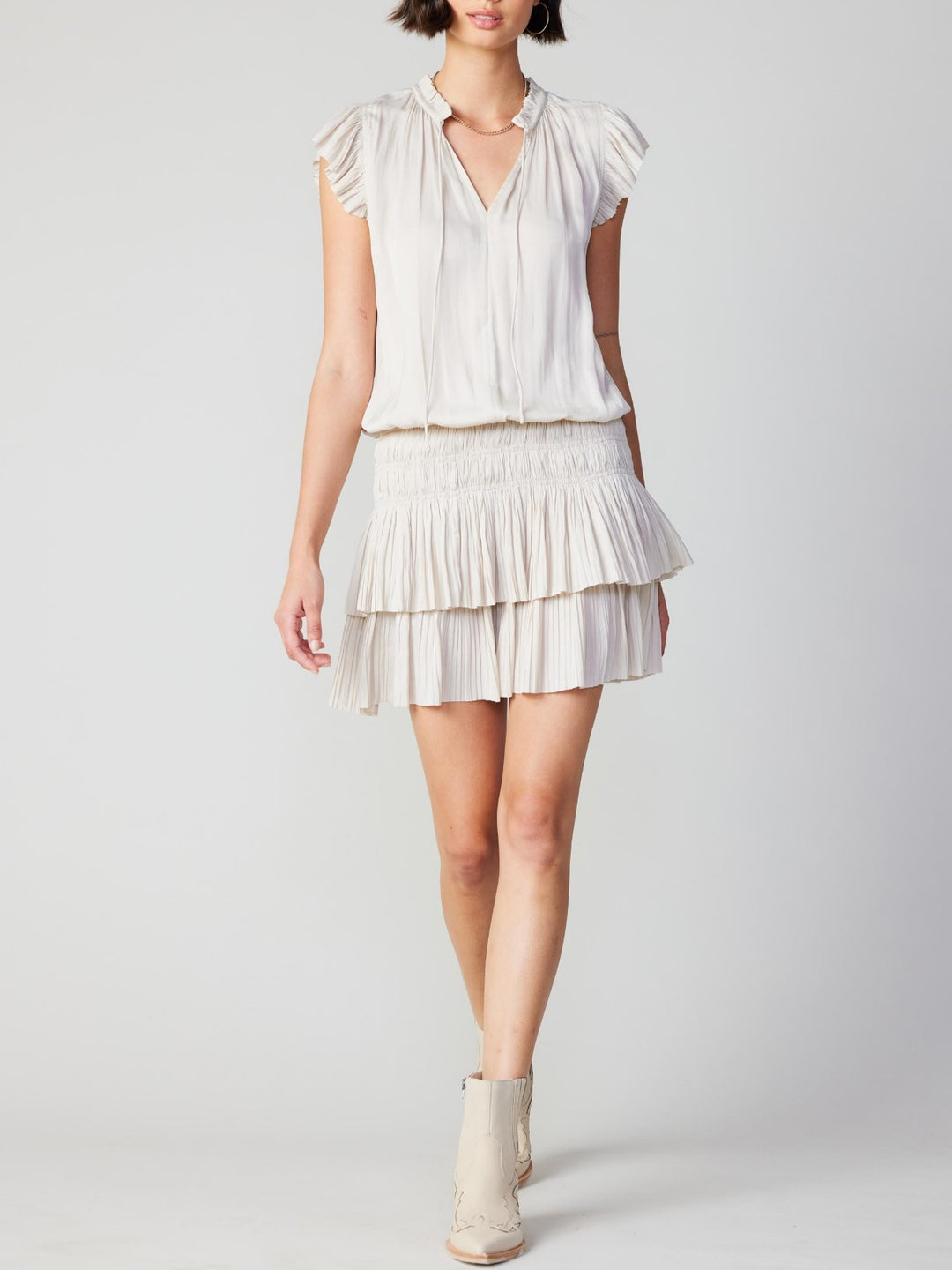 Short Sleeve Ruffle Dress