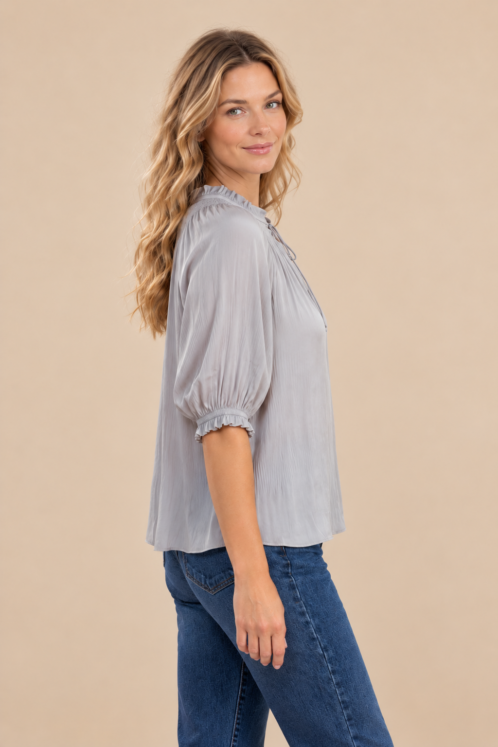 Silky Quarter Sleeve Top