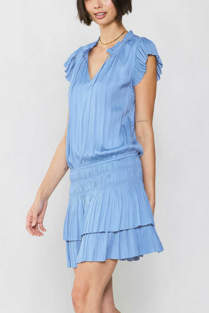 Short Sleeve Ruffle Dress Dark Navy / L Short Sleeve Ruffle Dress Dark Navy / L