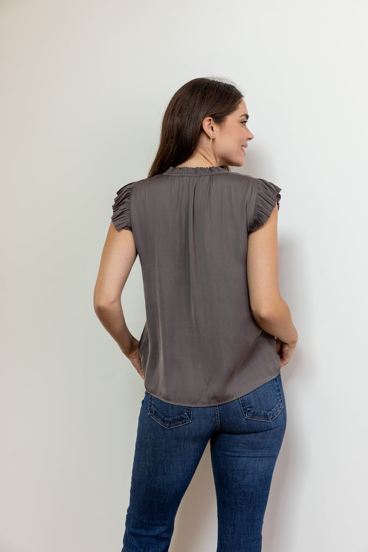 Short Sleeve Flutter Top