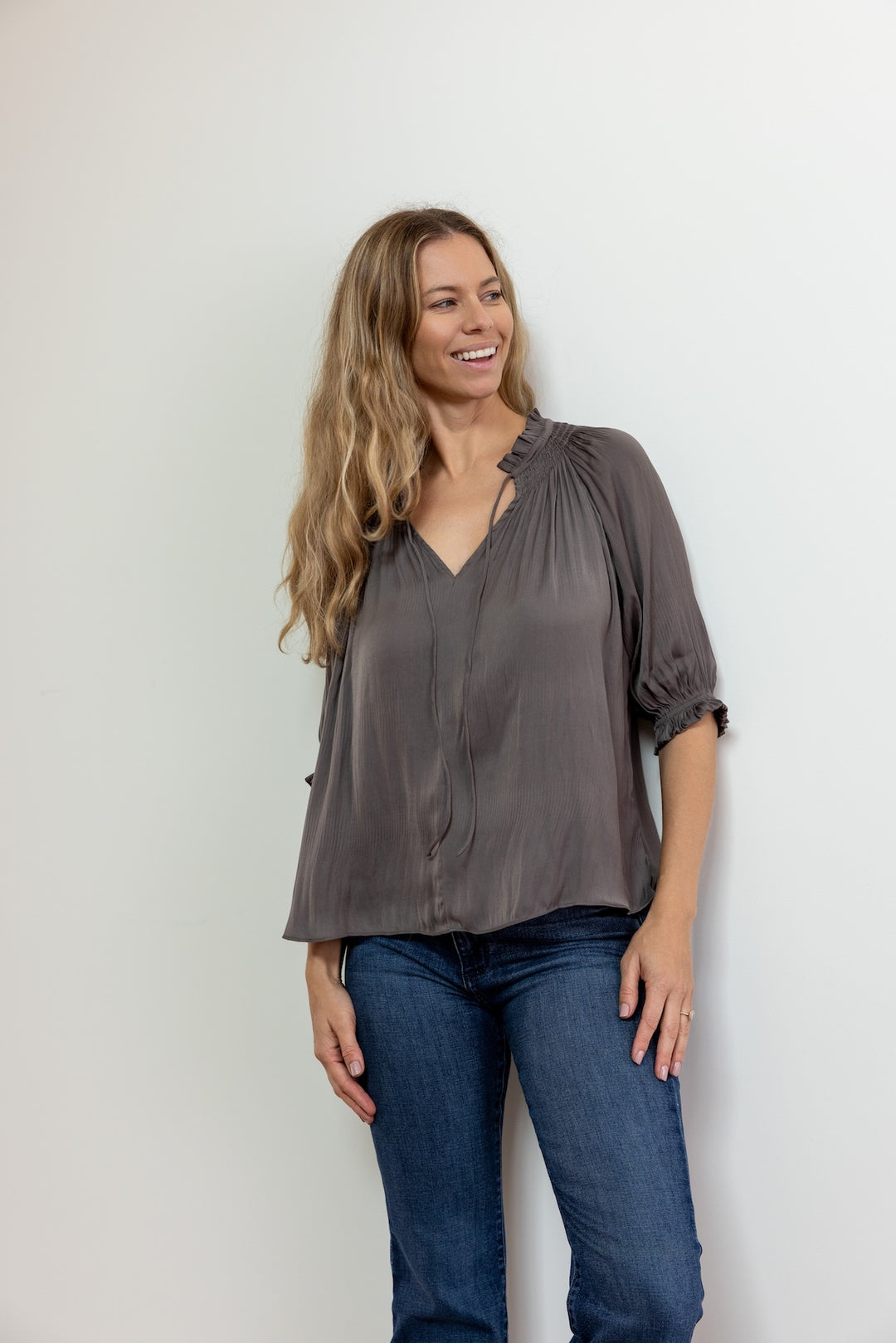 Silky Quarter Sleeve Top