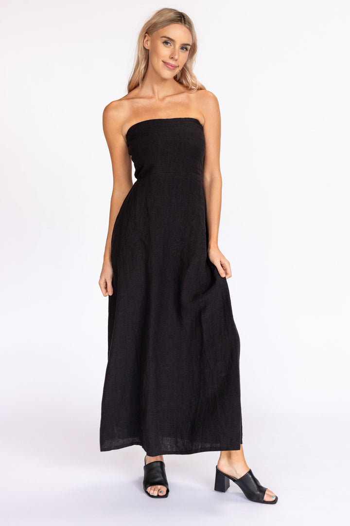 Strapless Linen Maxi Dress