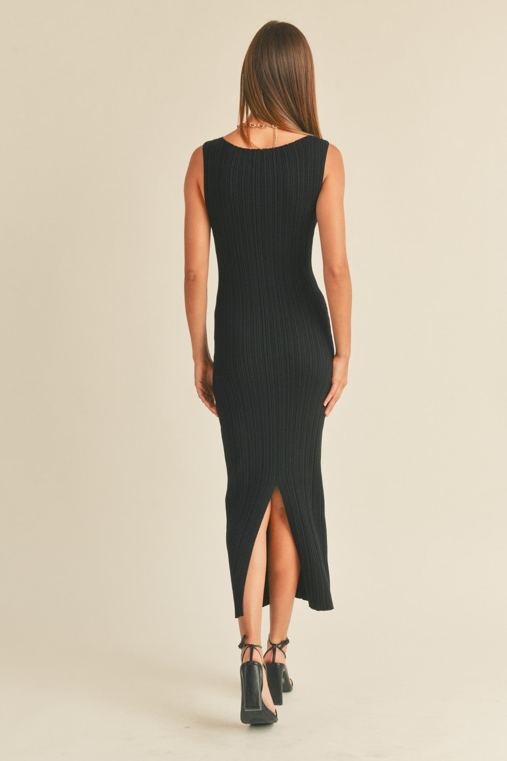 Caitlyn Long Ribbed Dress Blue / L Caitlyn Long Ribbed Dress Blue / L