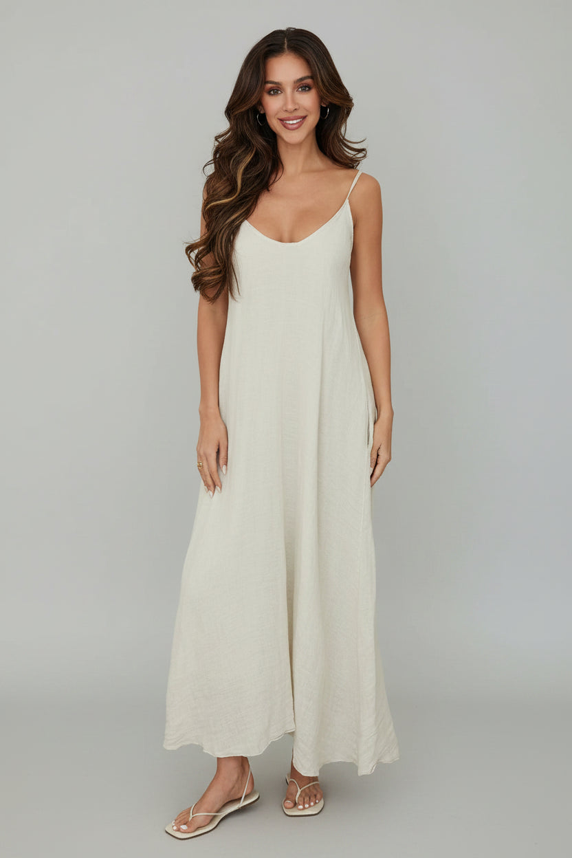 Seana Linen Maxi Dress Beige / XS Seana Linen Maxi Dress Beige / XS