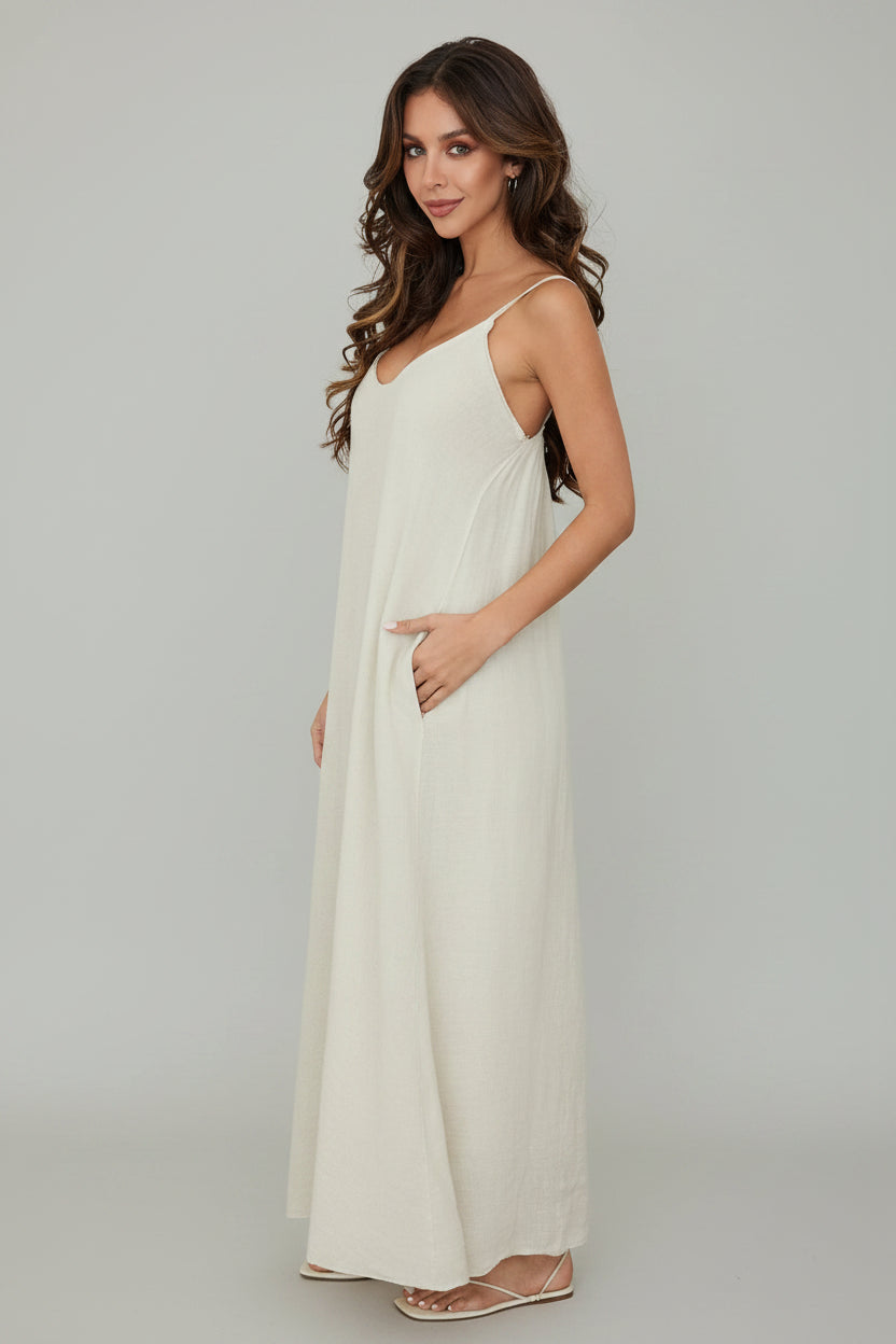 Seana Linen Maxi Dress Beige / L