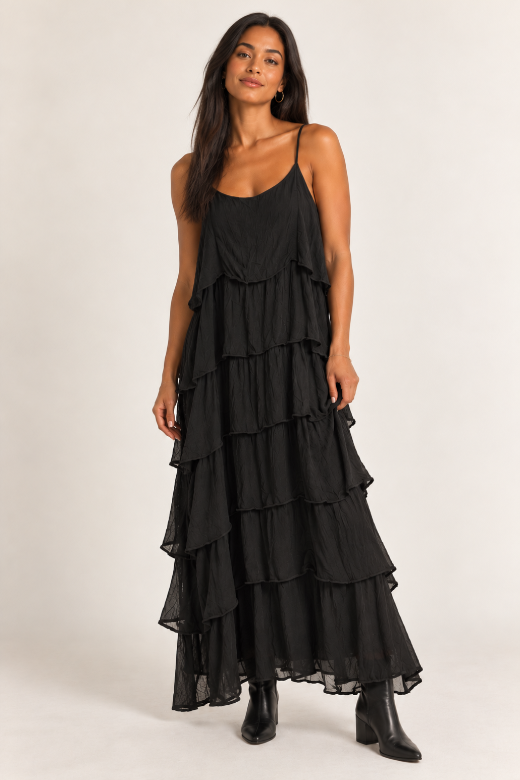 Etta Tiered Silky Dress