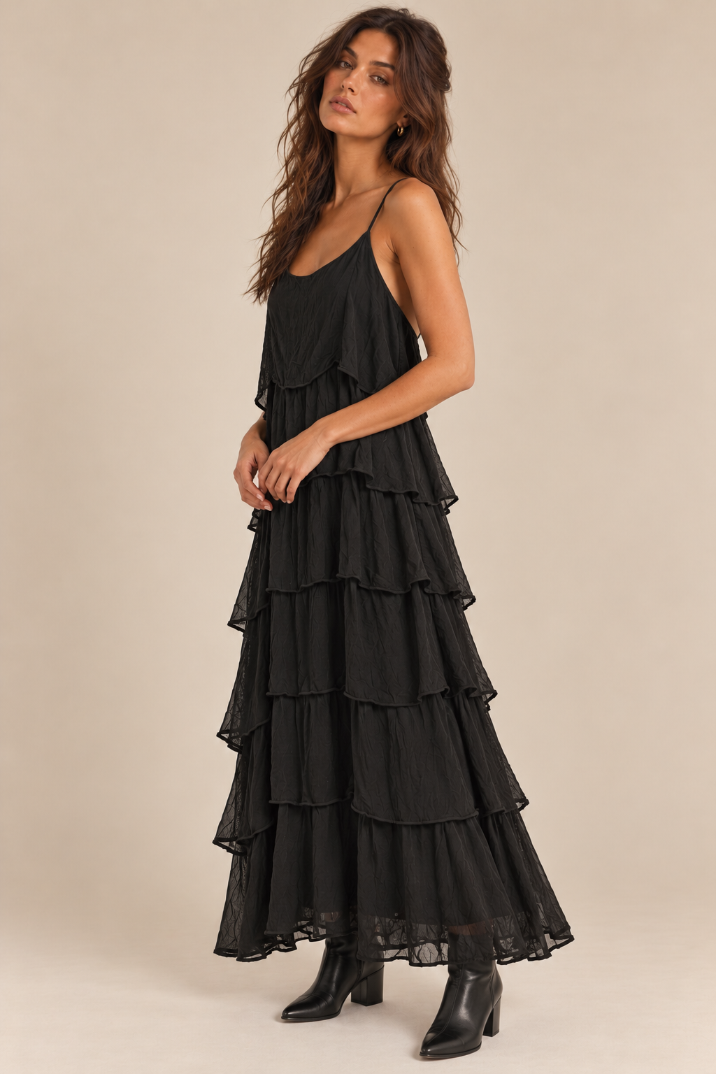 Etta Tiered Silky Dress