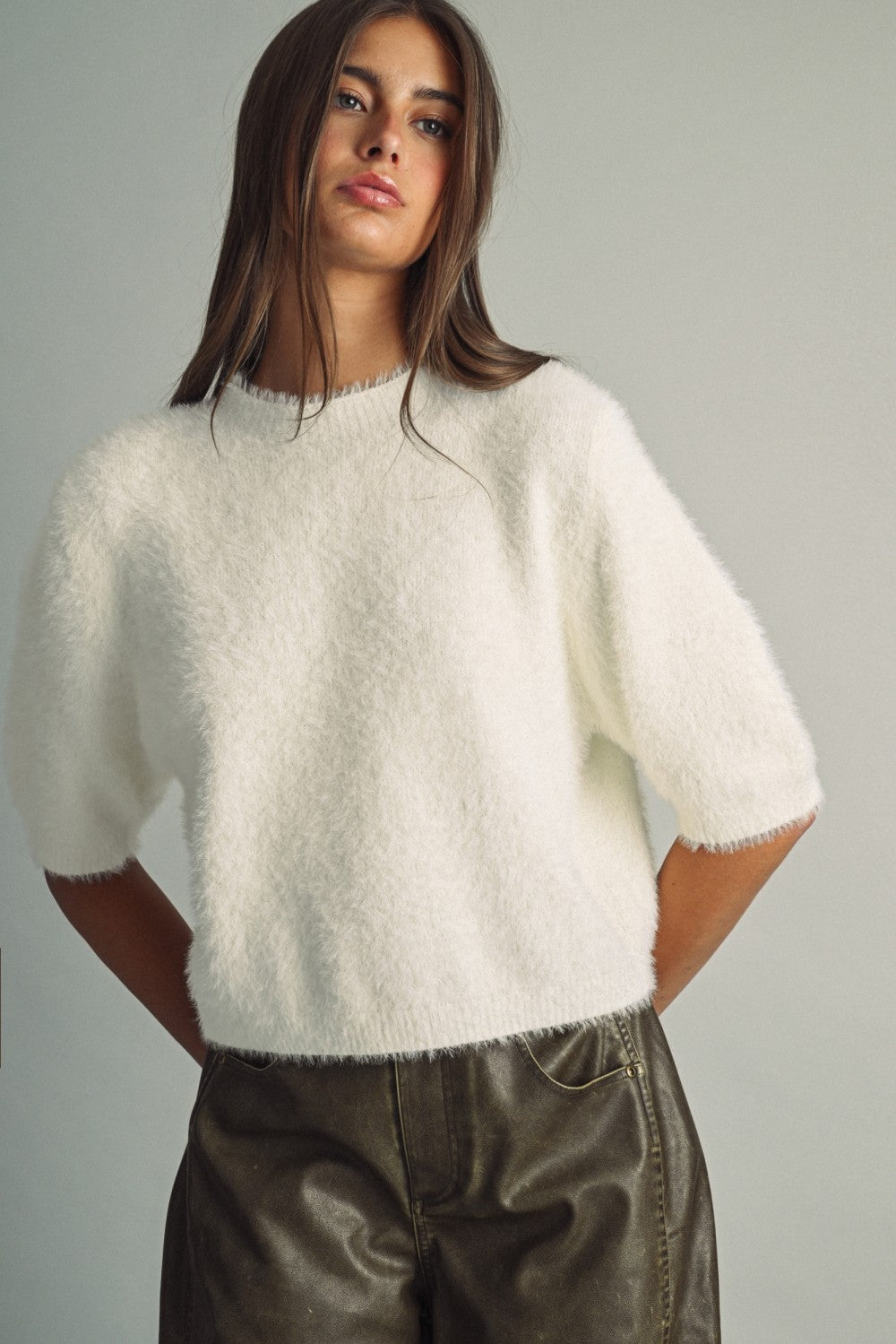 Eyelash Round Neck Sweater