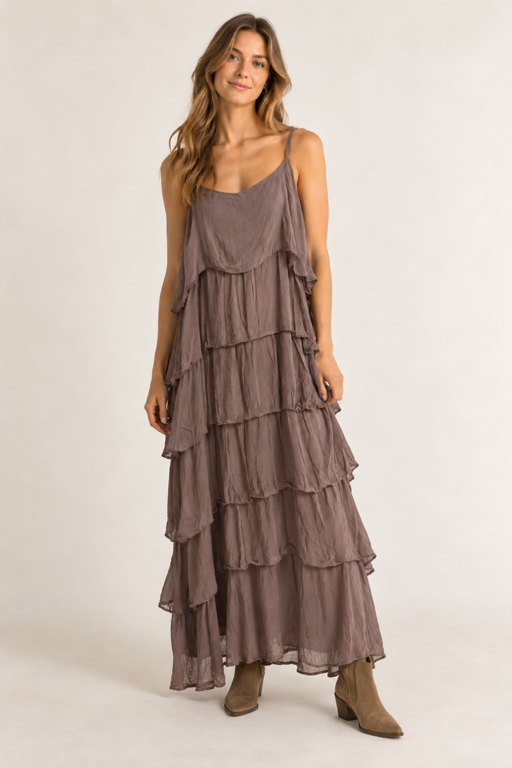 Etta Tiered Silky Dress