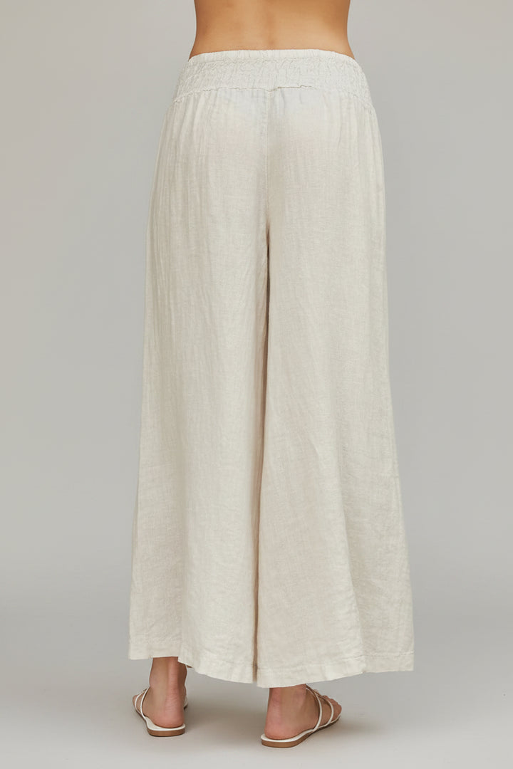 Linen Smocked Waist Wide Leg